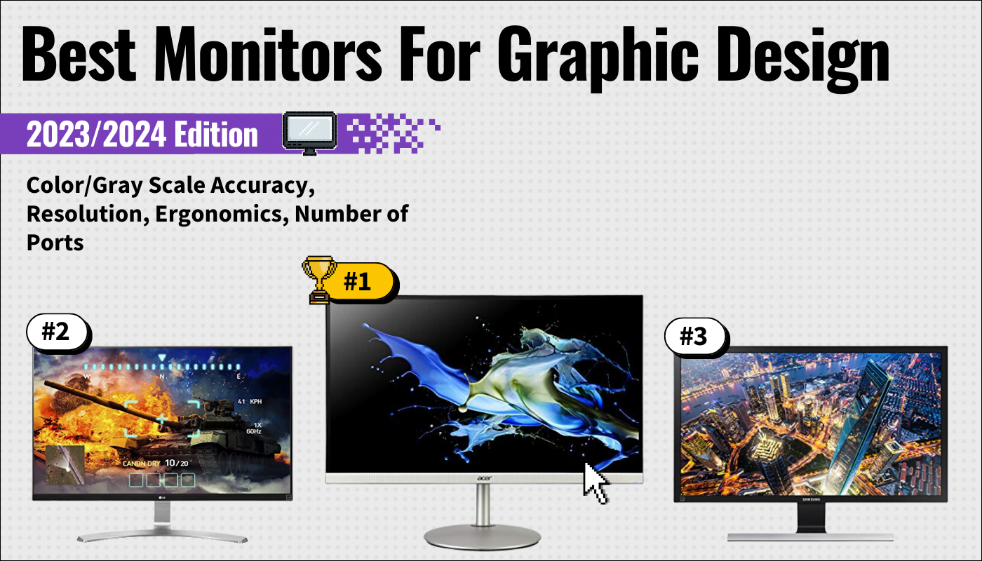 best monitors graphic design featured image that shows the top three best computer monitor models