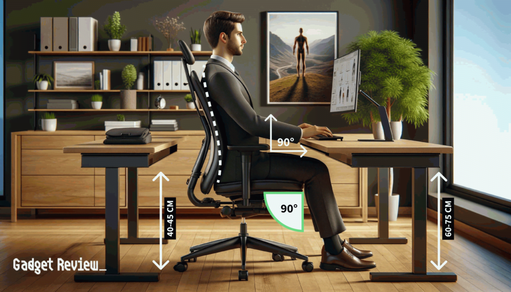 man sitting correctly in an office chair