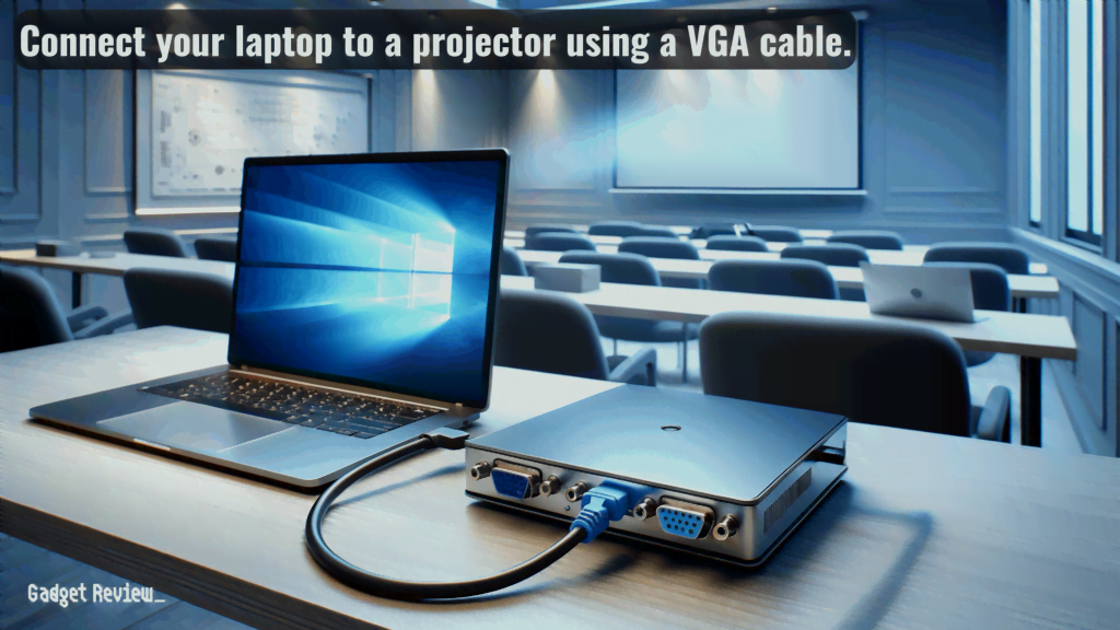 Connect laptop to a projector using a VGA cable