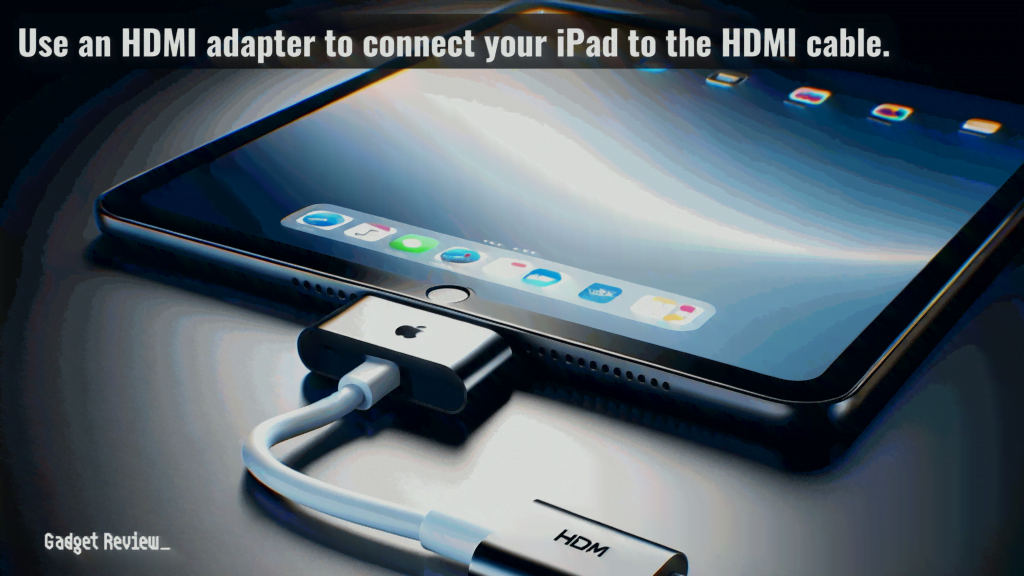 Using an HDMI adapter to connect iPad to the HDMI cable.