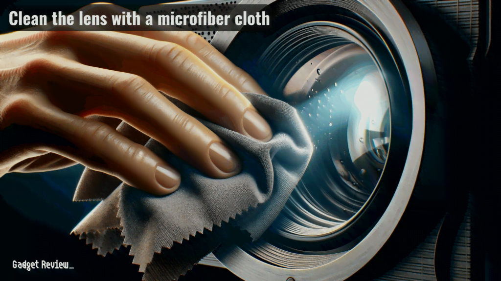 Cleaning the lens with a microfiber cloth
