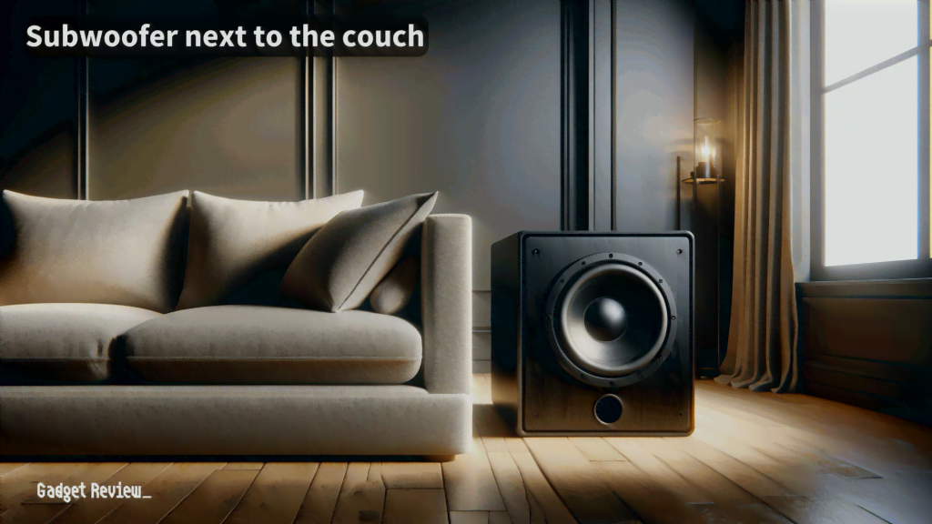 Subwoofer next to the couch