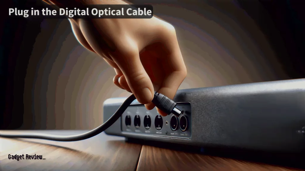 plugging in the digital optical cable.