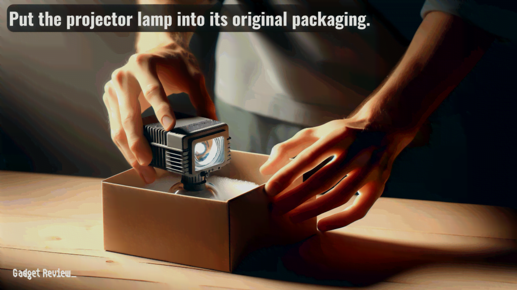 Put the projector lamp into its original packaging