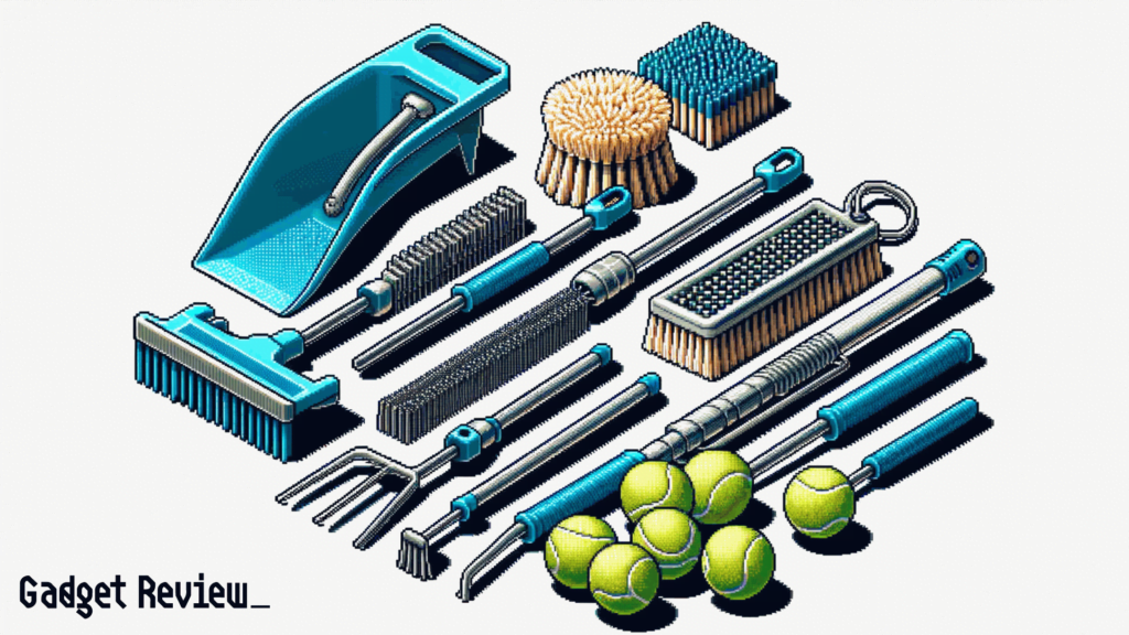 Various pool cleaning tools.