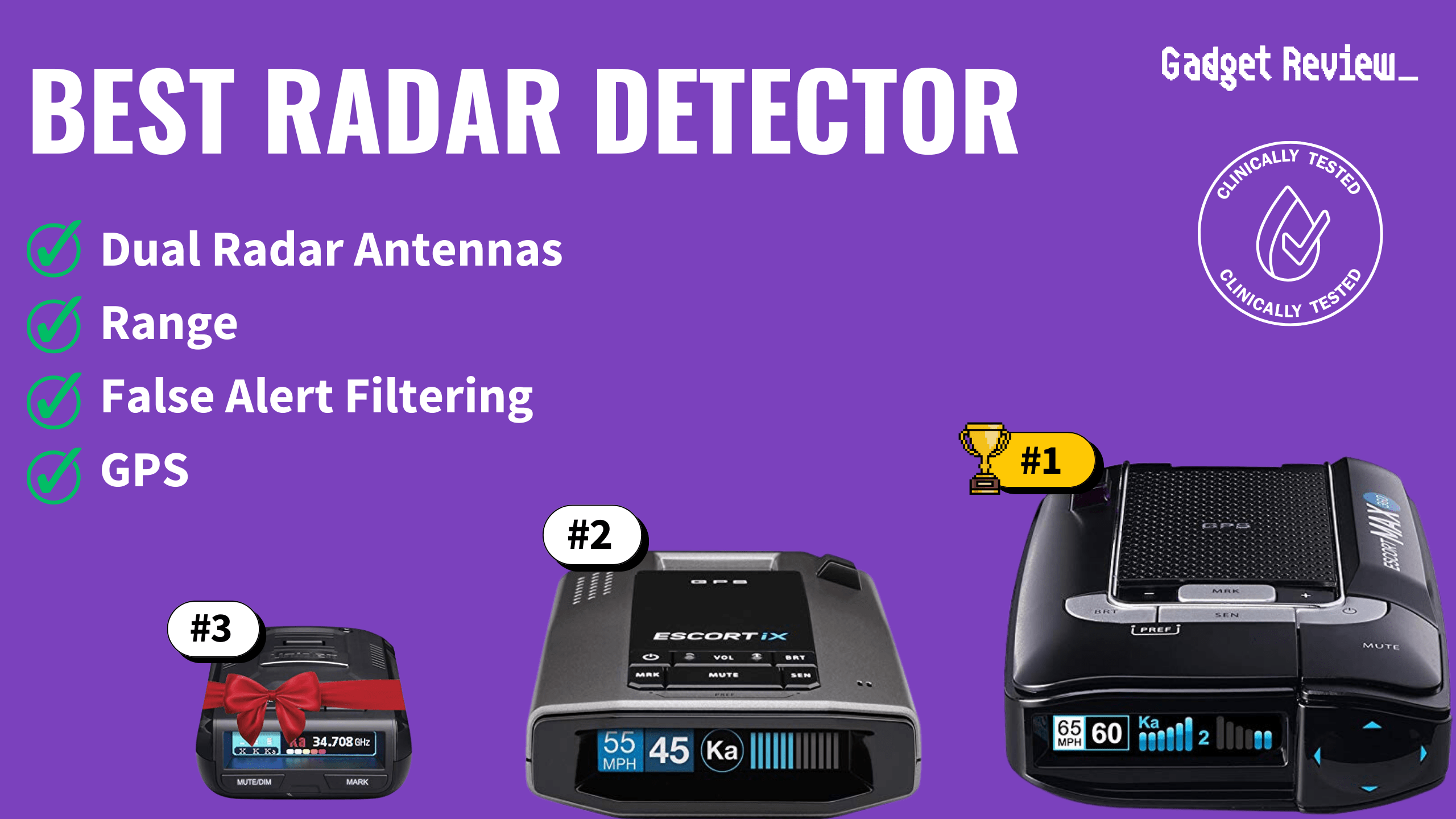 best radar detector featured image that shows the top three best car accessorie models