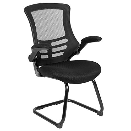 Flash Furniture Black Mesh Sled Base Side Reception Chair
