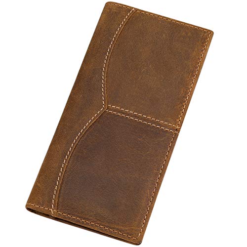 Itslife Men’s RFID BLOCKING Vintage Look Genuine Leather Checkbook Wallet