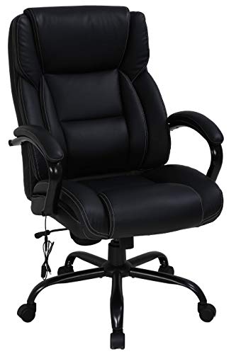 Big & Tall Heavy Duty Executive Chair 500 Lbs Heavyweight Rated Black PU Leather Task Rolling Swivel Ergonomic Executive Office Chair