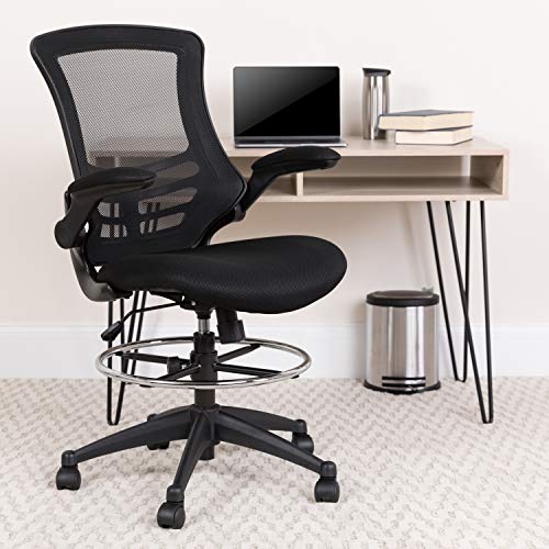 Flash Furniture Mid-Back Black Mesh Ergonomic Drafting Chair