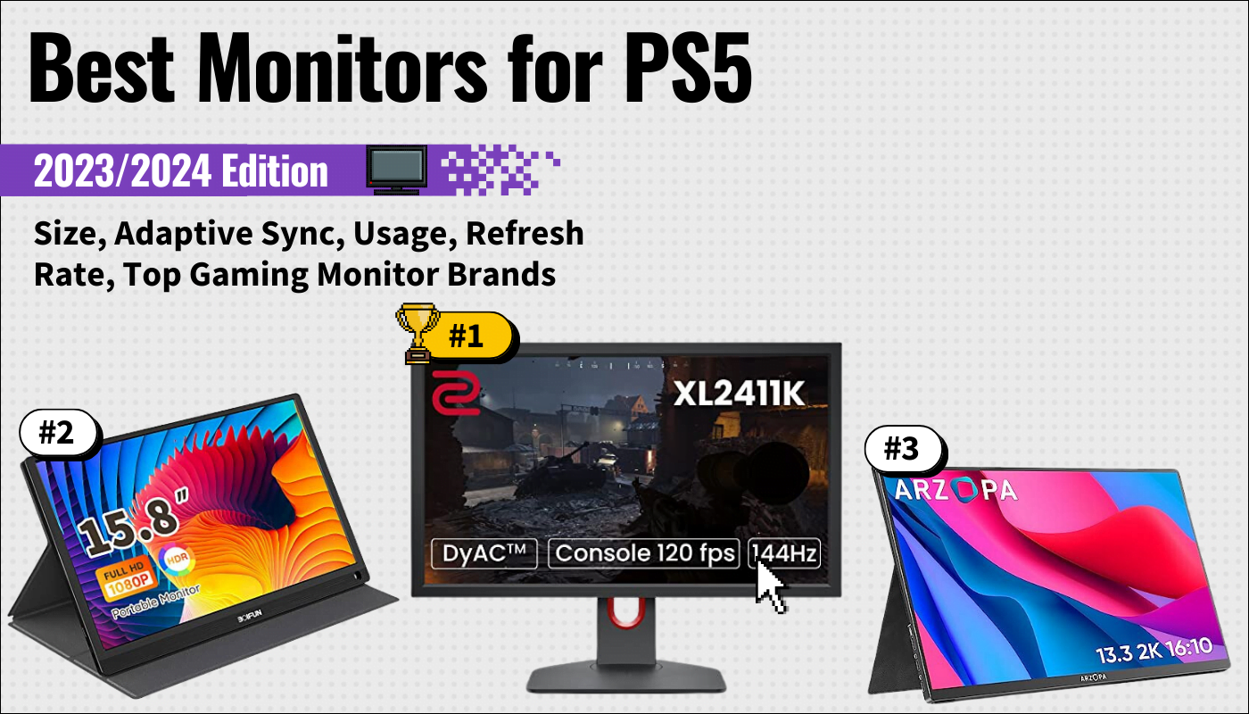 best monitor for ps5 featured image that shows the top three best gaming monitor models