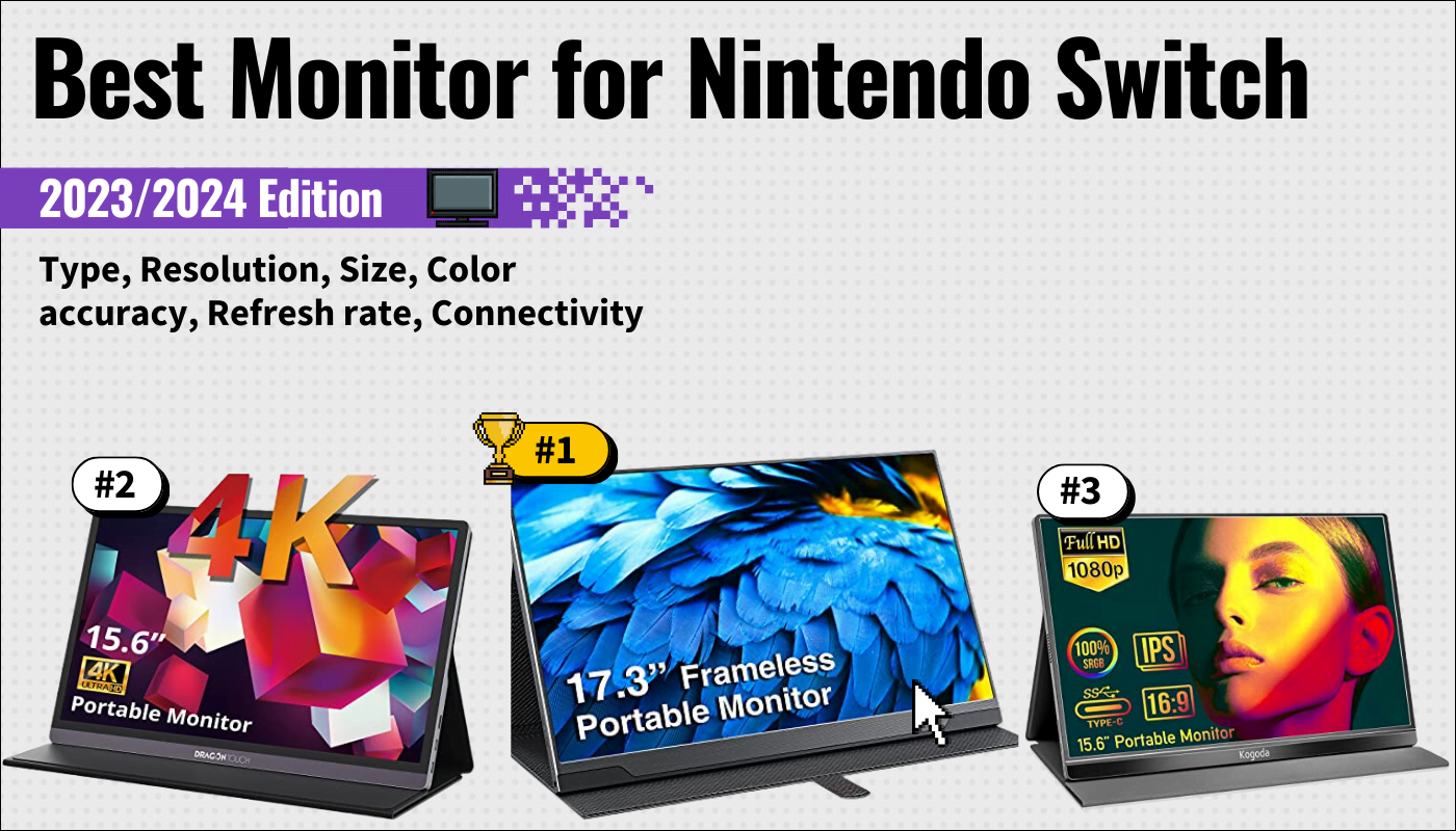 best monitor for nintendo switch featured image that shows the top three best gaming monitor models