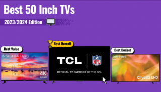 Best 50 Inch TVs Featured Image that shows the top three TV models