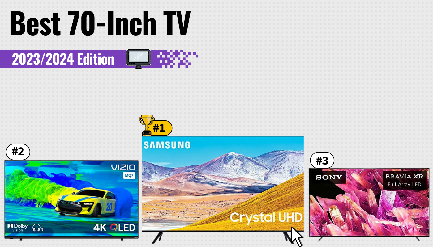 Best 70-Inch TV featured image that shows the top three TV models