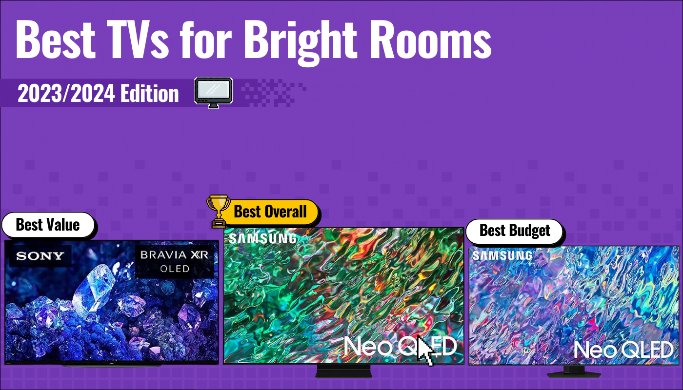 Best TVs for Bright Rooms Featured Image that shows the top three TV models
