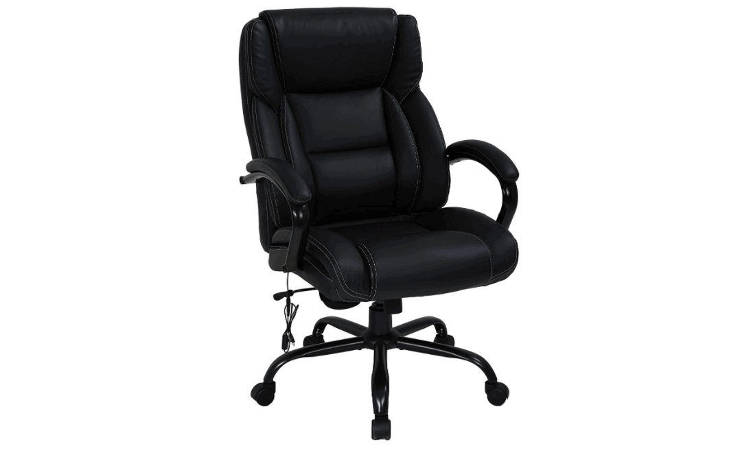 Big & Tall Heavy Duty Executive Chair 500 Lbs Heavyweight Rated Black PU Leather Task Rolling Swivel Ergonomic Executive Office Chair Review