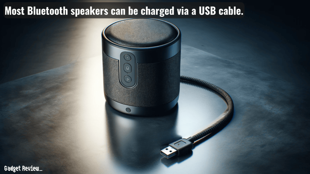 Bluetooth speaker connected to a USB cable