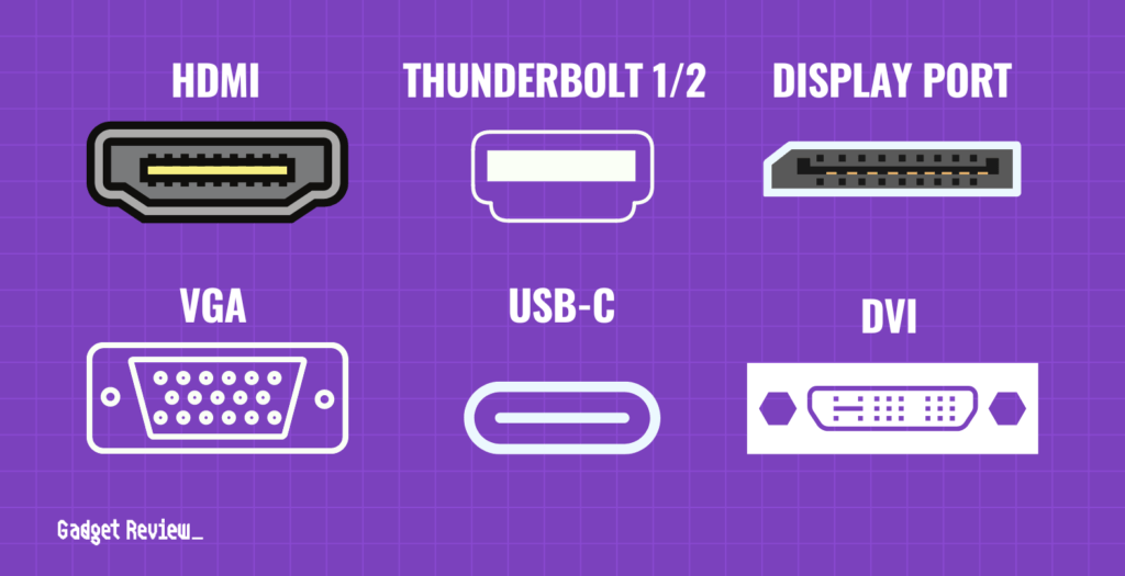 Different types of common monitor cables.