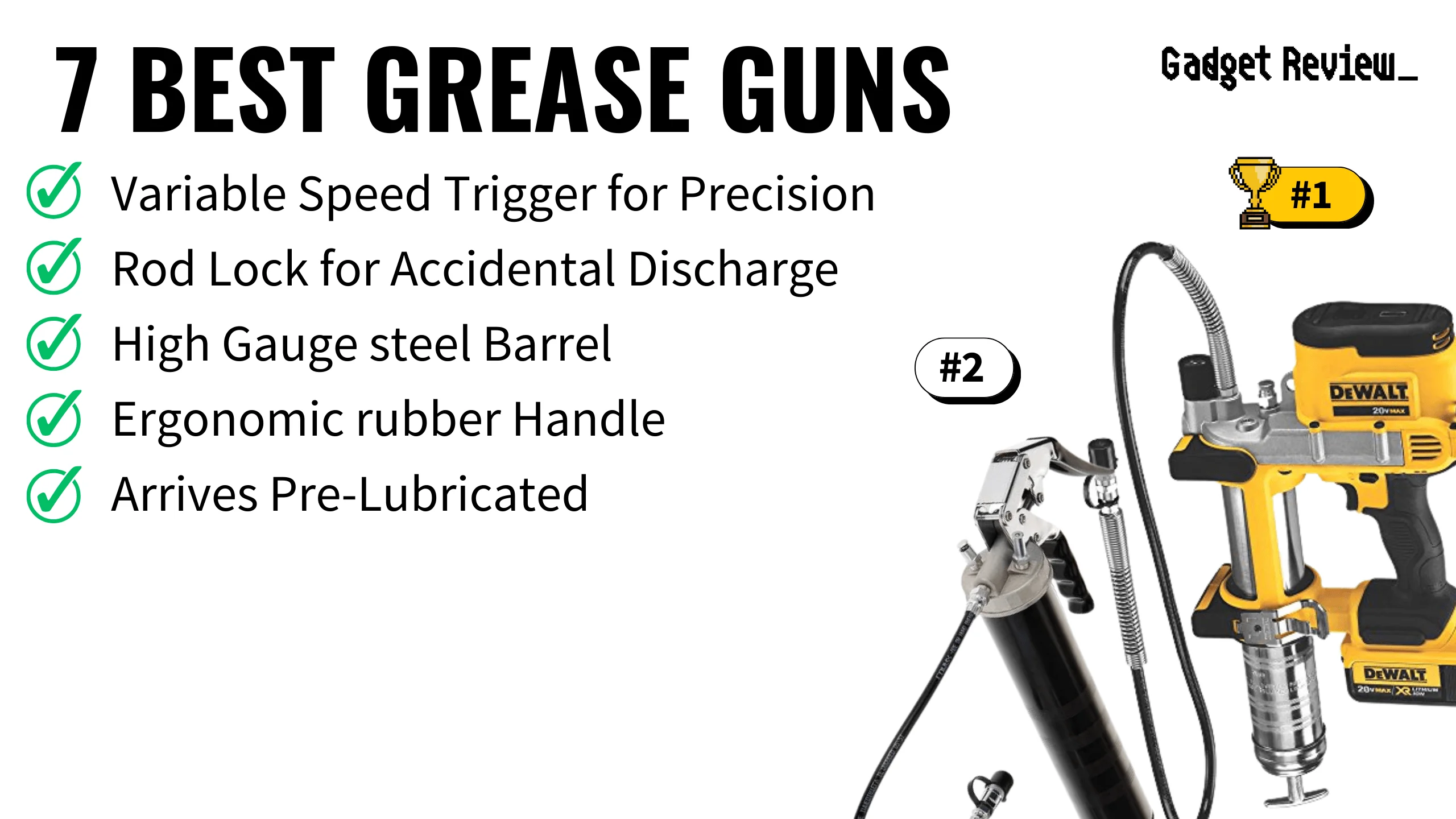 best grease gun featured image that shows the top three best tool models