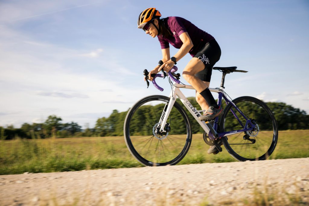 Cyclist with basic bike