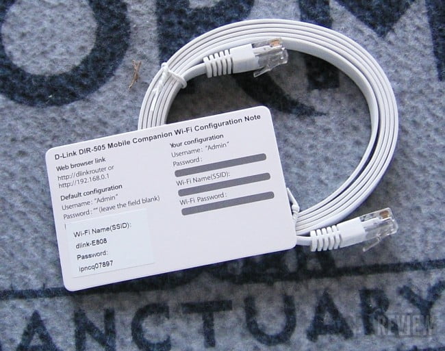 D Link DIR 505 All in One Mobile Companion Ethernet cable and info card 650x513 1