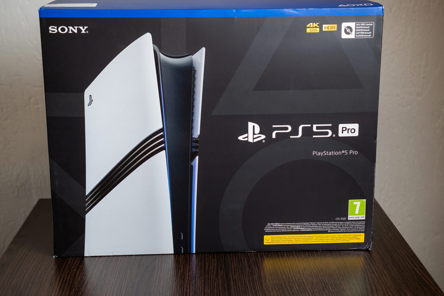 PlayStation 5 Pro console box photographed at retail