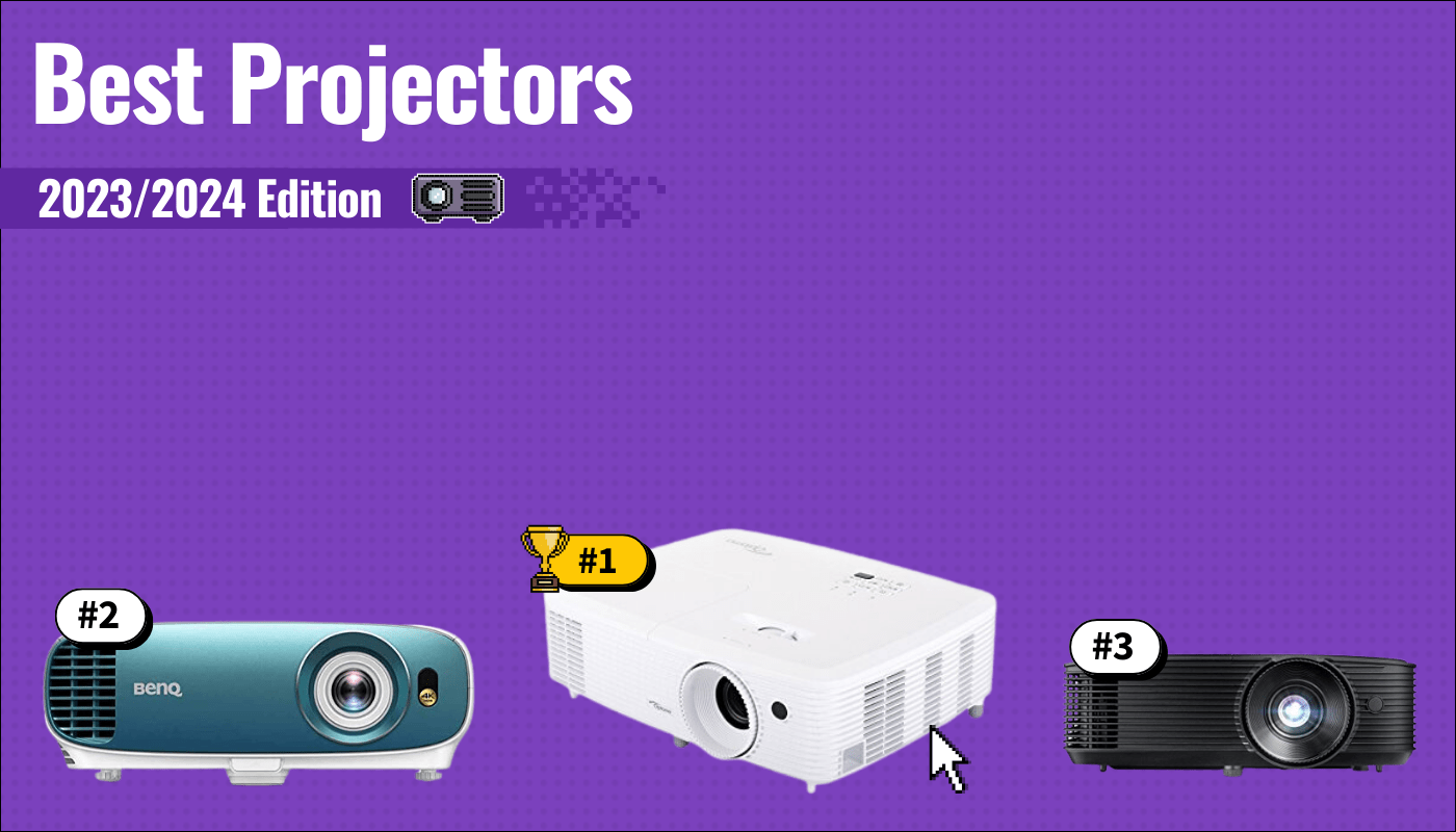 best projectors featured image that shows the top three best projector models