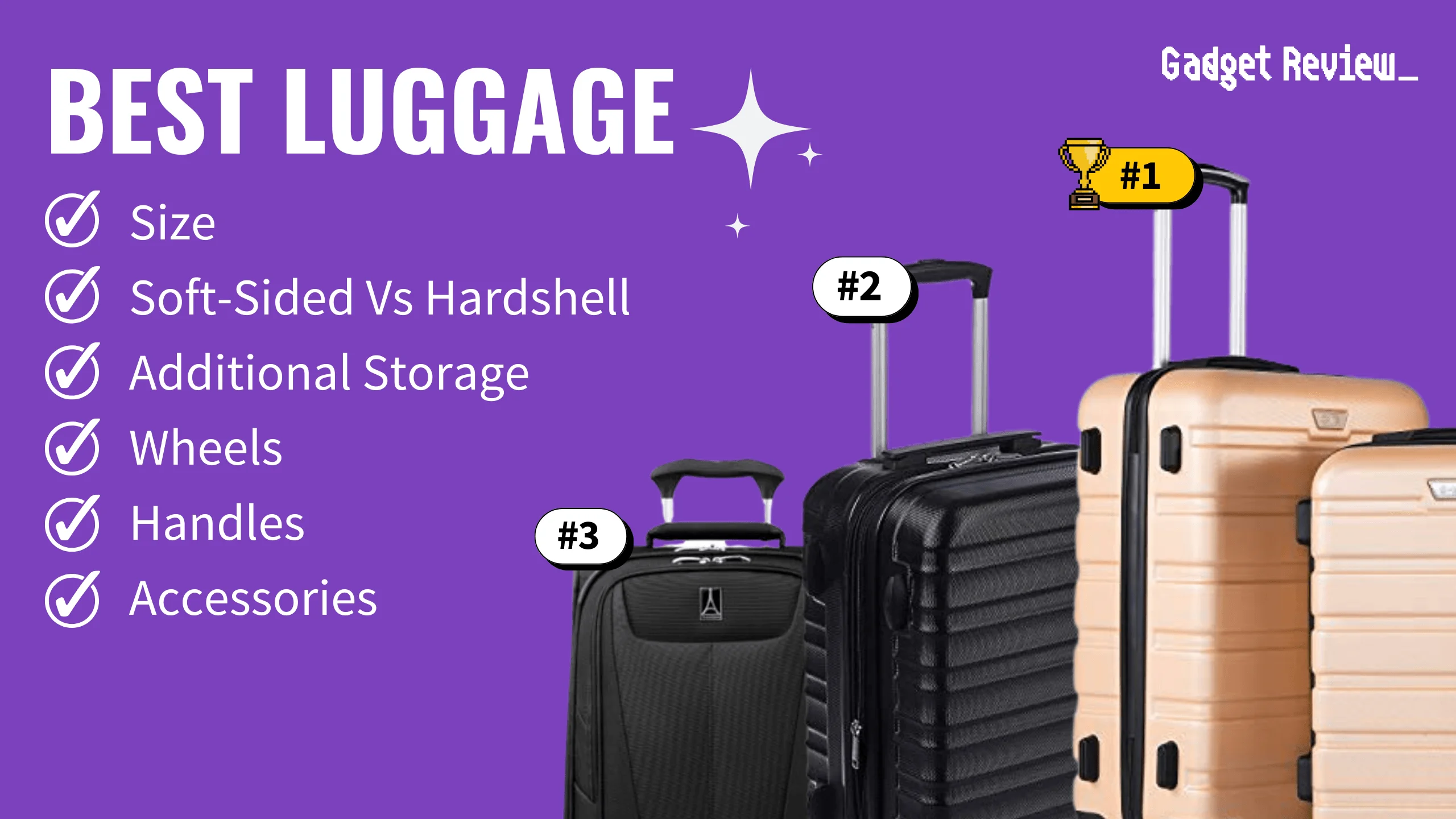 best luggage featured image that shows the top three best travel gear models