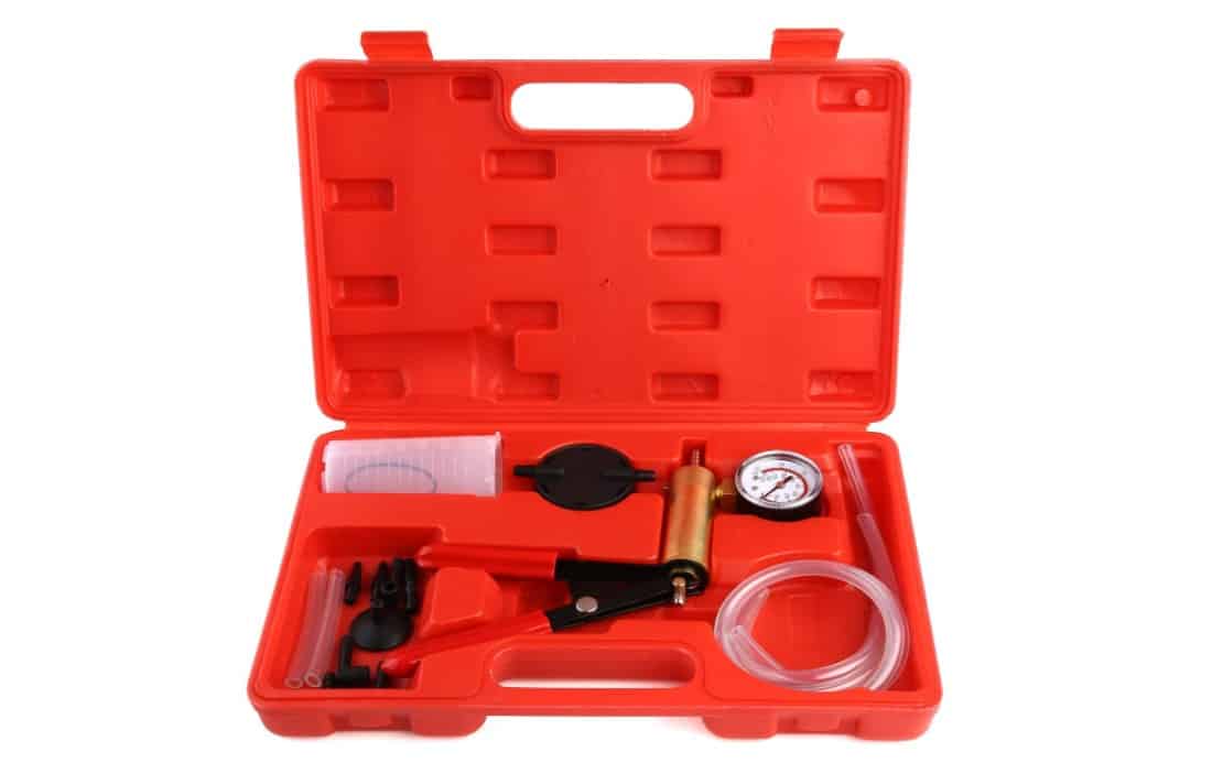 2 in 1 Automotive Tools with Adapters for Vehicle FEMOR Hand Held Brake Bleeder & Vacuum Pump Test Tuner Kit Tools with Case 