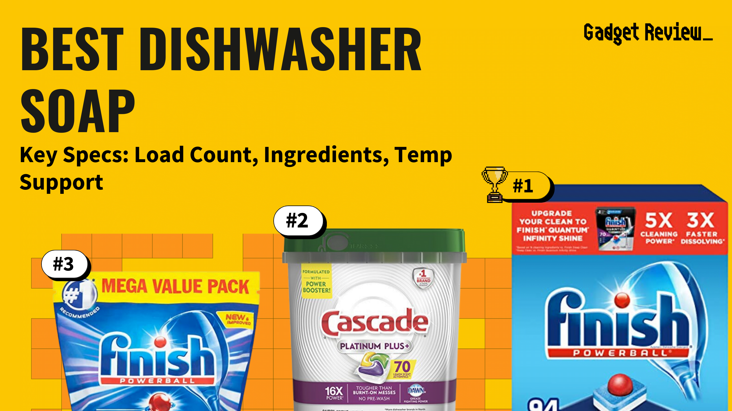 best dishwasher soap featured image that shows the top three best kitchen product models