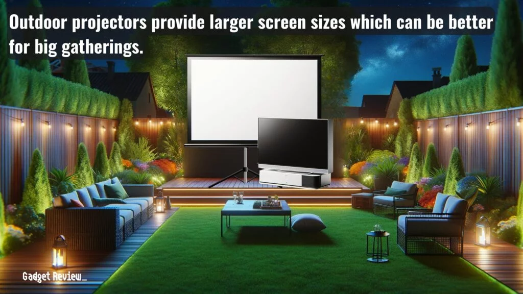 Outdoor projectors provide larger screen sizes which can be better for big gatherings.