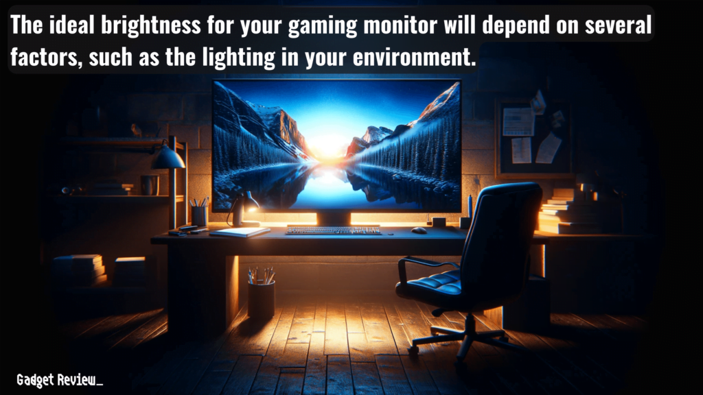 A gaming monitor on  full brightness in a dark room.