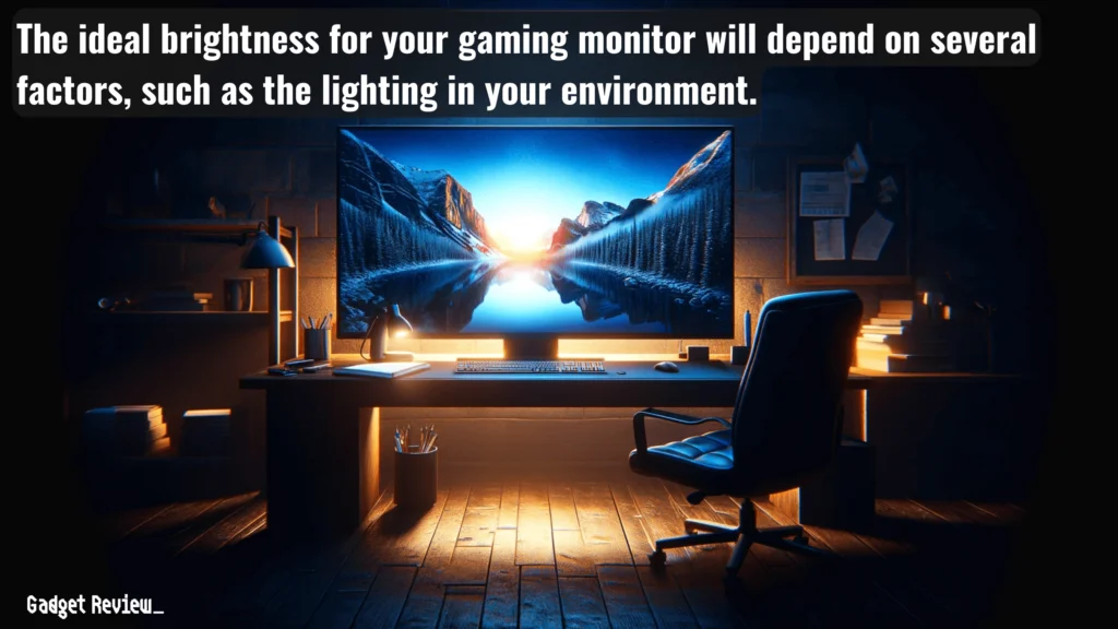 A gaming monitor on  full brightness in a dark room.