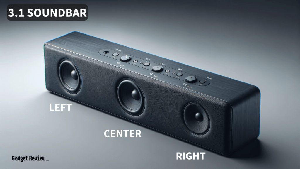 3.1 channel Sound bar with Left, Right and Center Speakers.