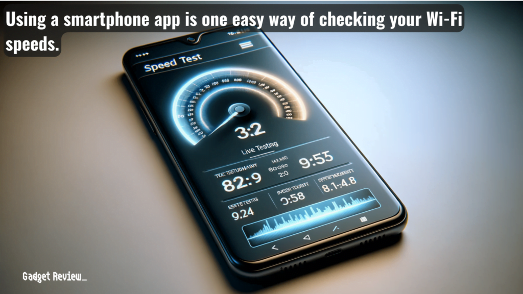 smartphone using an app for checking wifi speed