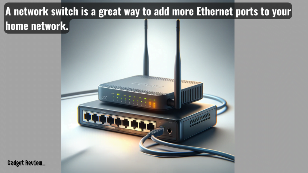 a router and switch connected by an ethernet cable