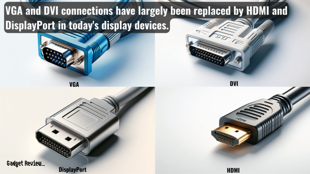VGA, DVI, DisplayPort and an HDMI port connector.