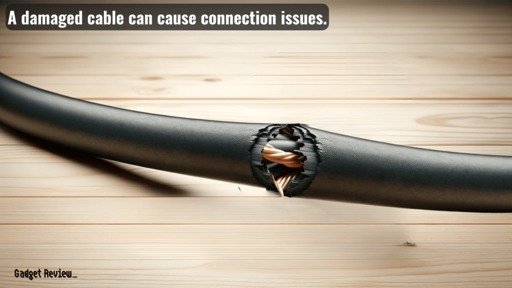 A damaged network cable.