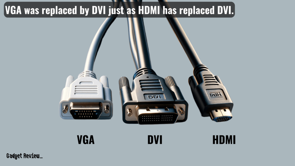 A VGA, DVI and an HDMI connector