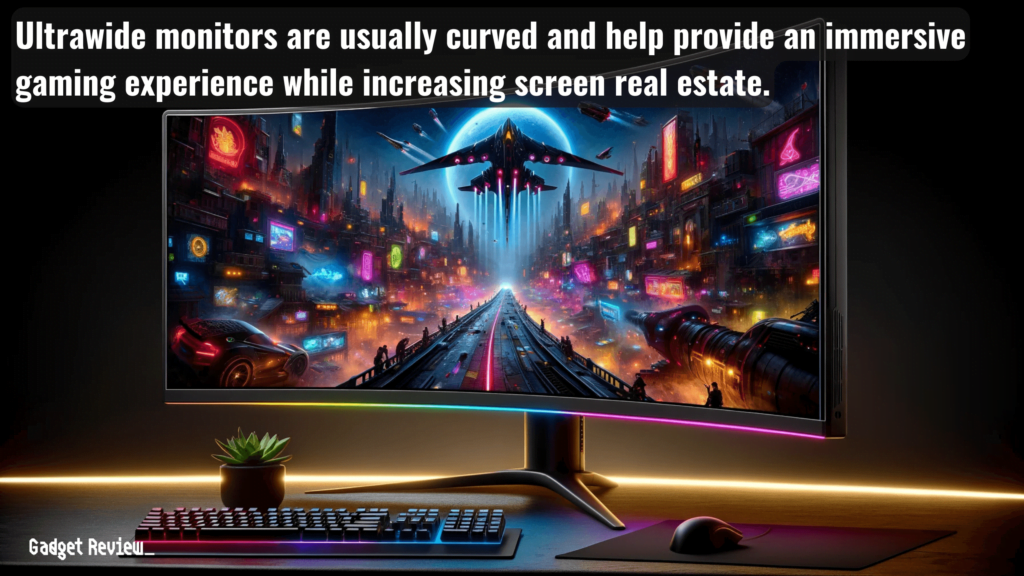 An ultrawide screen gaming monitor