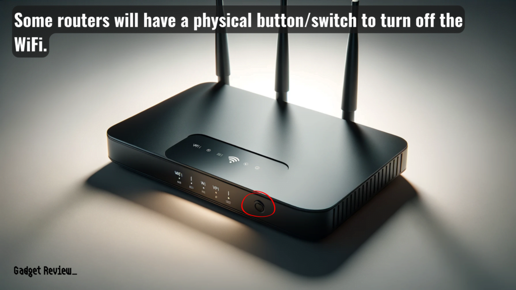 Router with highlighted turn on/off switch.