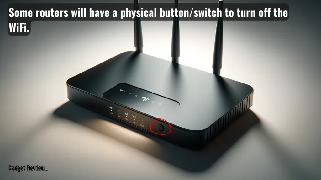 Router with highlighted turn on/off switch.