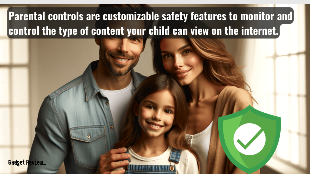 parents with their child and a safety lock symbol.