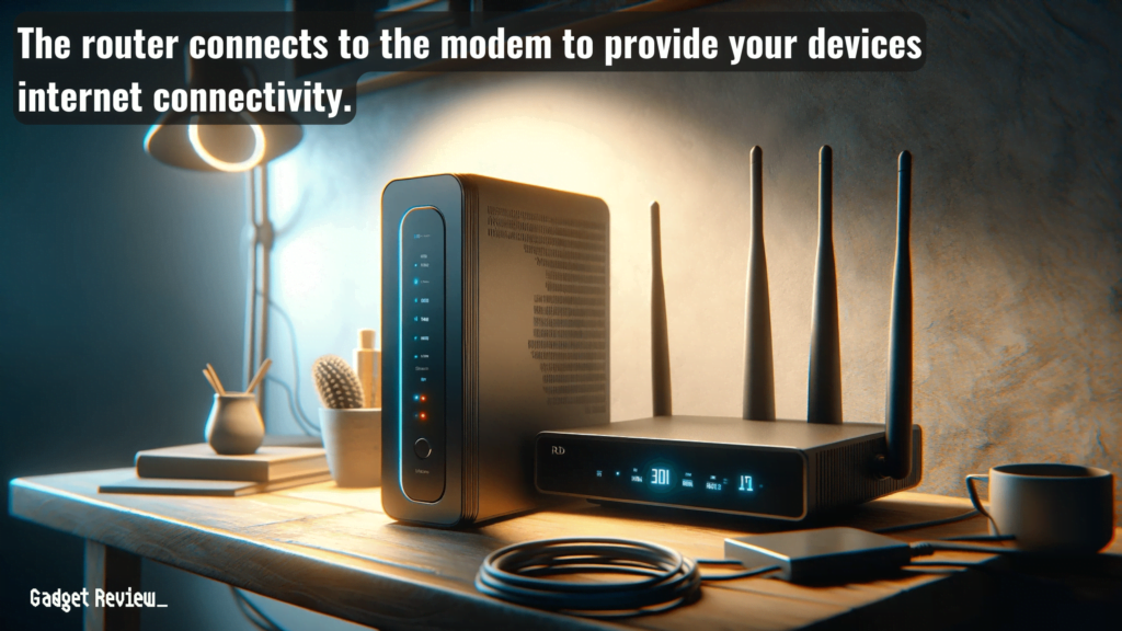 a modem and a router on the table