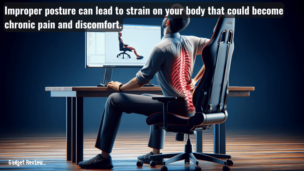 An Improper Posture creating strain on the body, Chronic Pain and Discomfort.