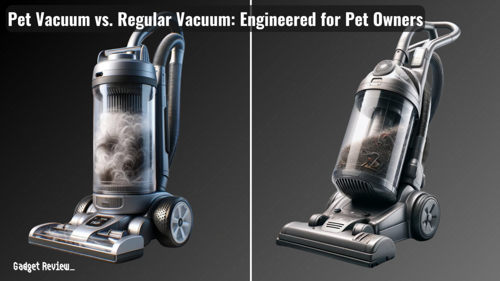 A pet vacuum and a regular vacuum.