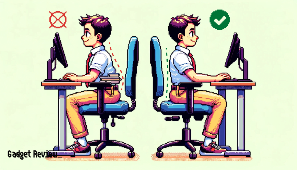 Correct posture in an office chair
