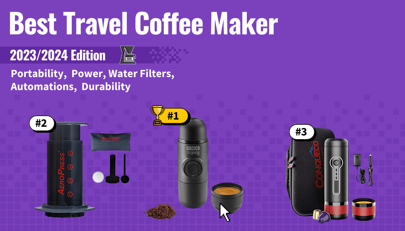 best travel coffee maker featured image that shows the top three best coffee maker models