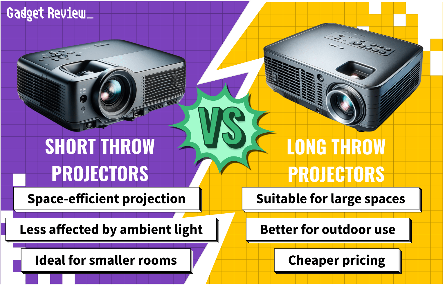 short throw projector vs long guide