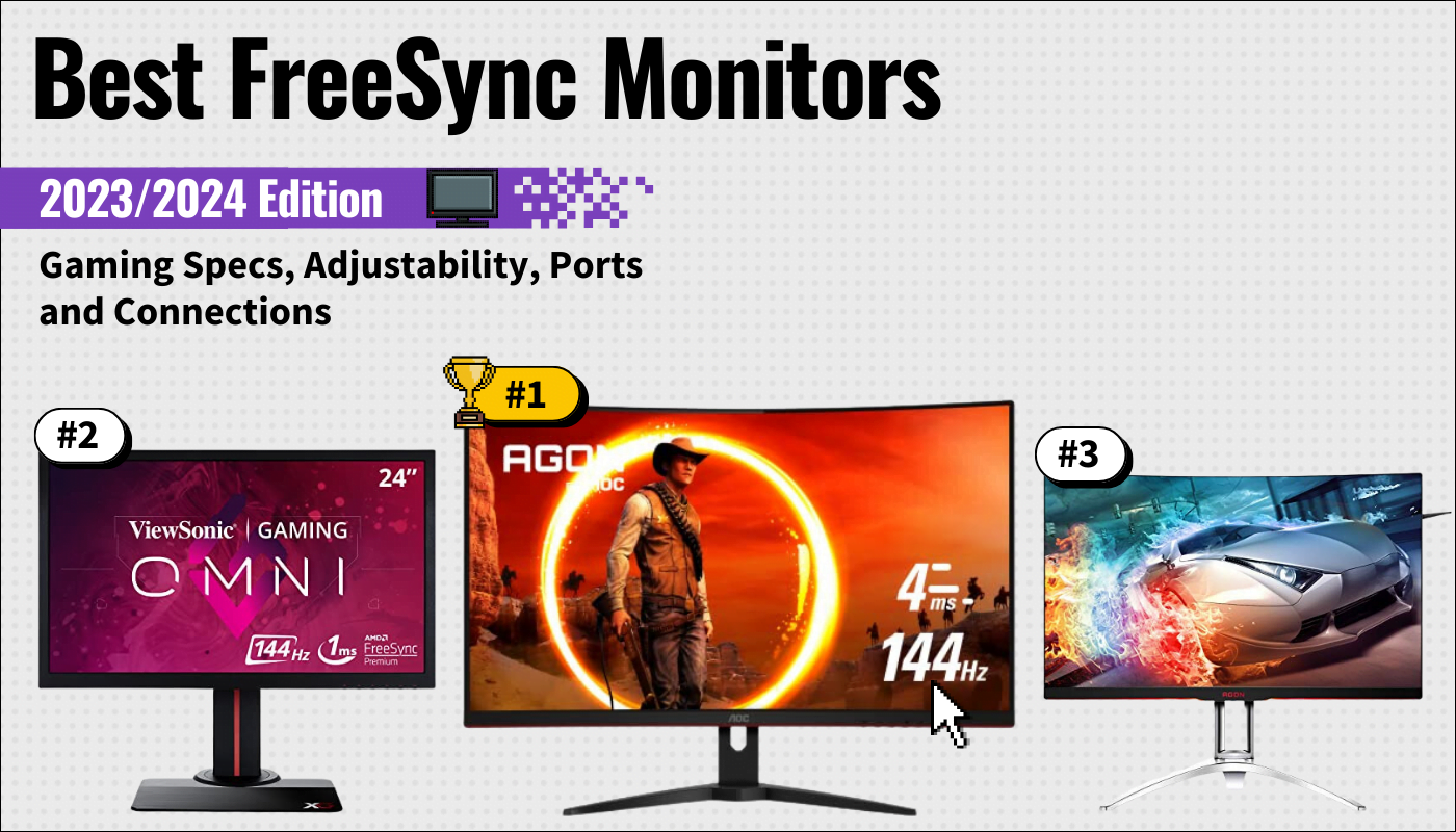 best freesync monitors featured image that shows the top three best gaming monitor models